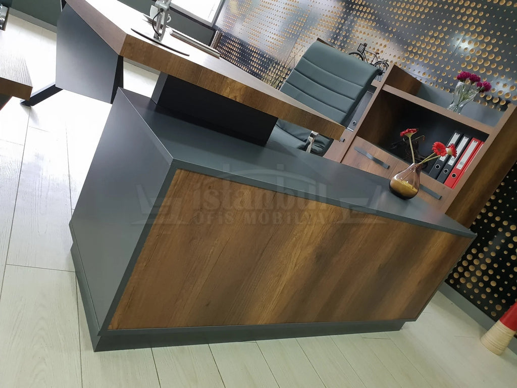 İstanbul Ofis Yönetici Masa Takımı Elegant - Barok Antrasit ISTANBUL