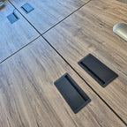 İstanbul Ofis Mobilya ahşap görünümlü, kablo kanallı modern 4lü ofis çalışma masası yüzeyi