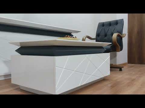 Ensemble de bureau de direction Signature Hg. Blanc et Laqué Blanc