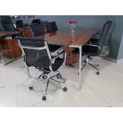 Apple Grande Table De Réunion Laqué Noyer Chrome