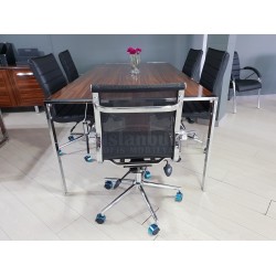 Apple Grande Table De Réunion Laqué Noyer Chrome