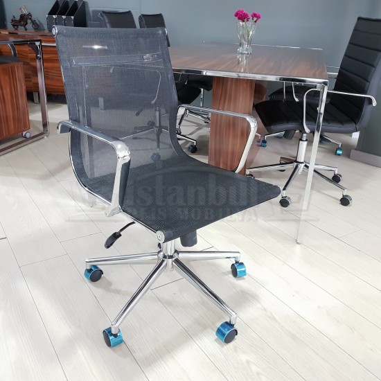 Apple Grande Table De Réunion Laqué Noyer Chrome