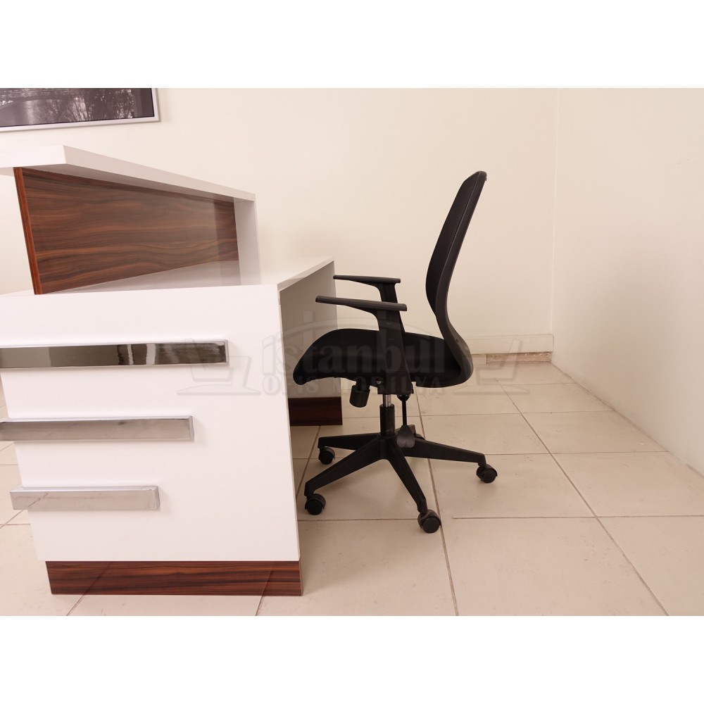 Box Bureau Bureau D'Accueil Noyer Chromé