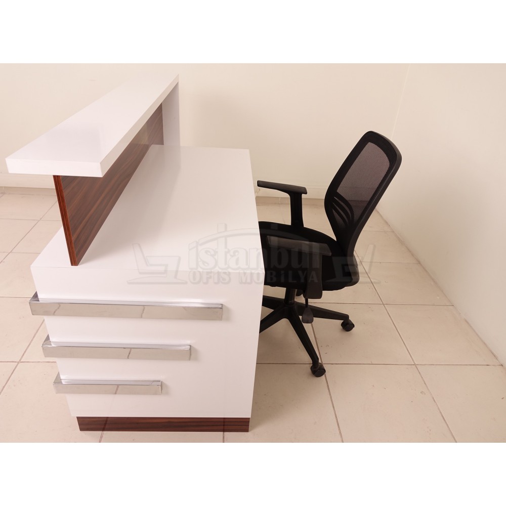 Box Bureau Bureau D'Accueil Noyer Chromé