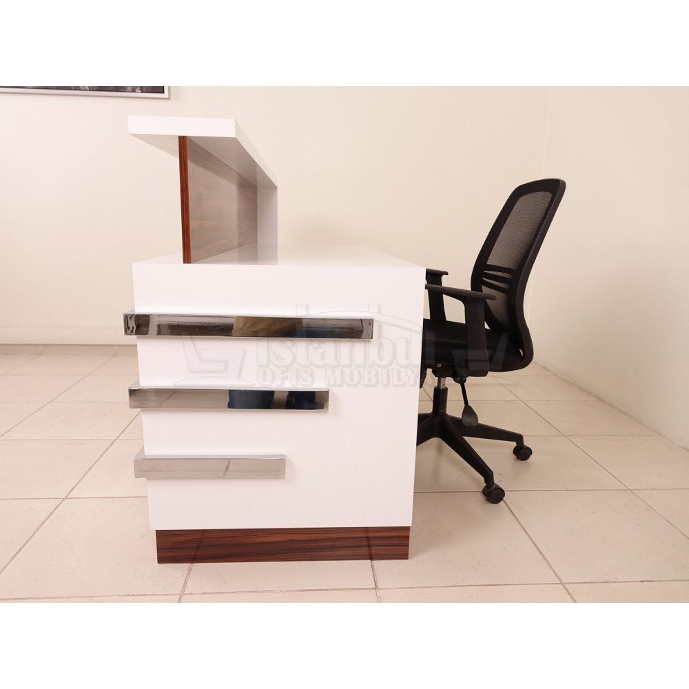 Box Bureau Bureau D'Accueil Noyer Chromé