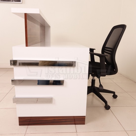 Box Bureau Bureau D'Accueil Noyer Chromé