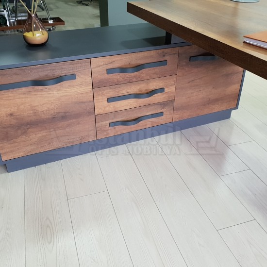 Élégant Conseil Exécutif Du Plateau Cabinet Baroque Anthracite