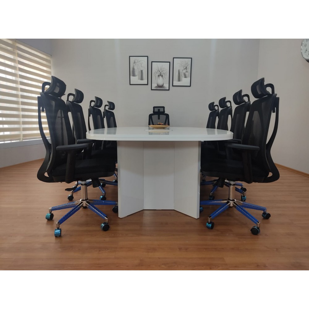 Böyük Oval Görüş Masası Blanc