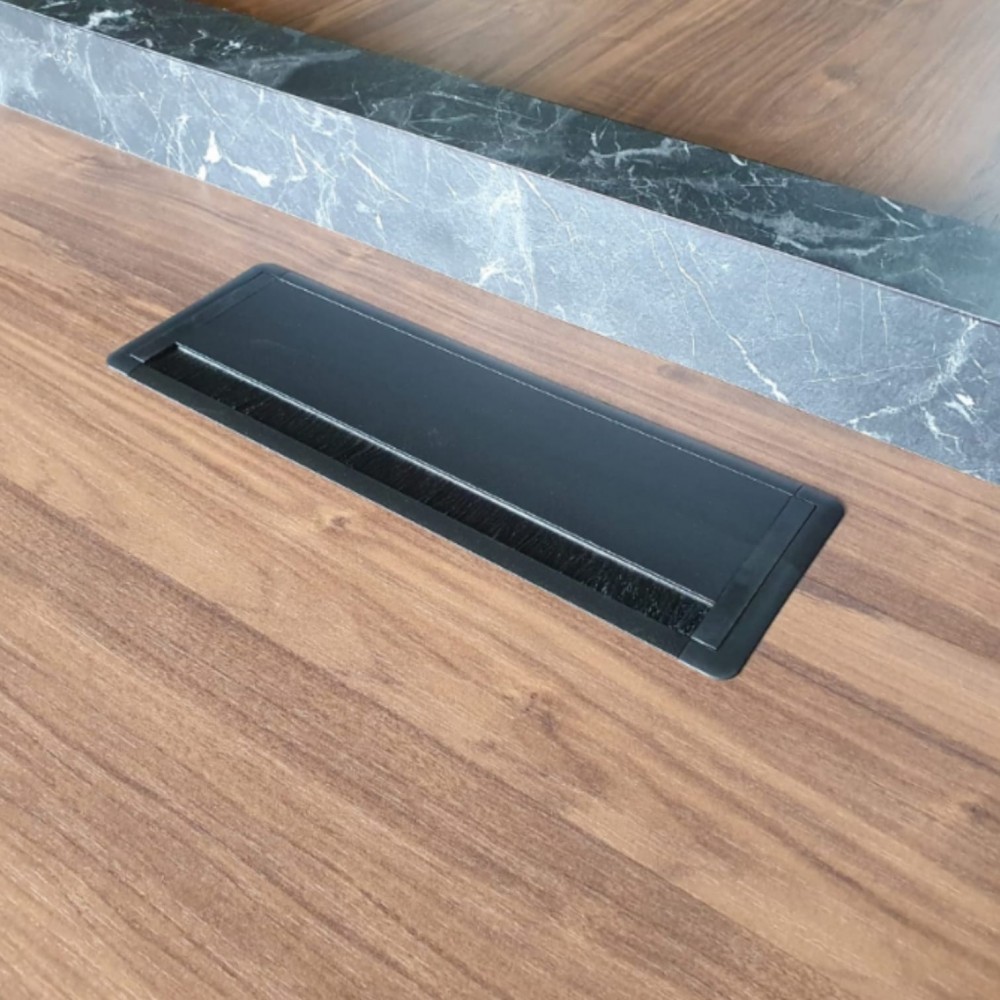 Table de réunion en bois à motif de marbre