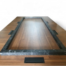 Table de réunion en bois à motif de marbre