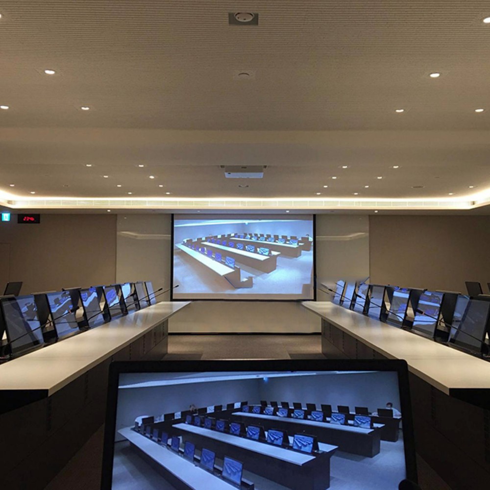 Support d'écran motorisé noir