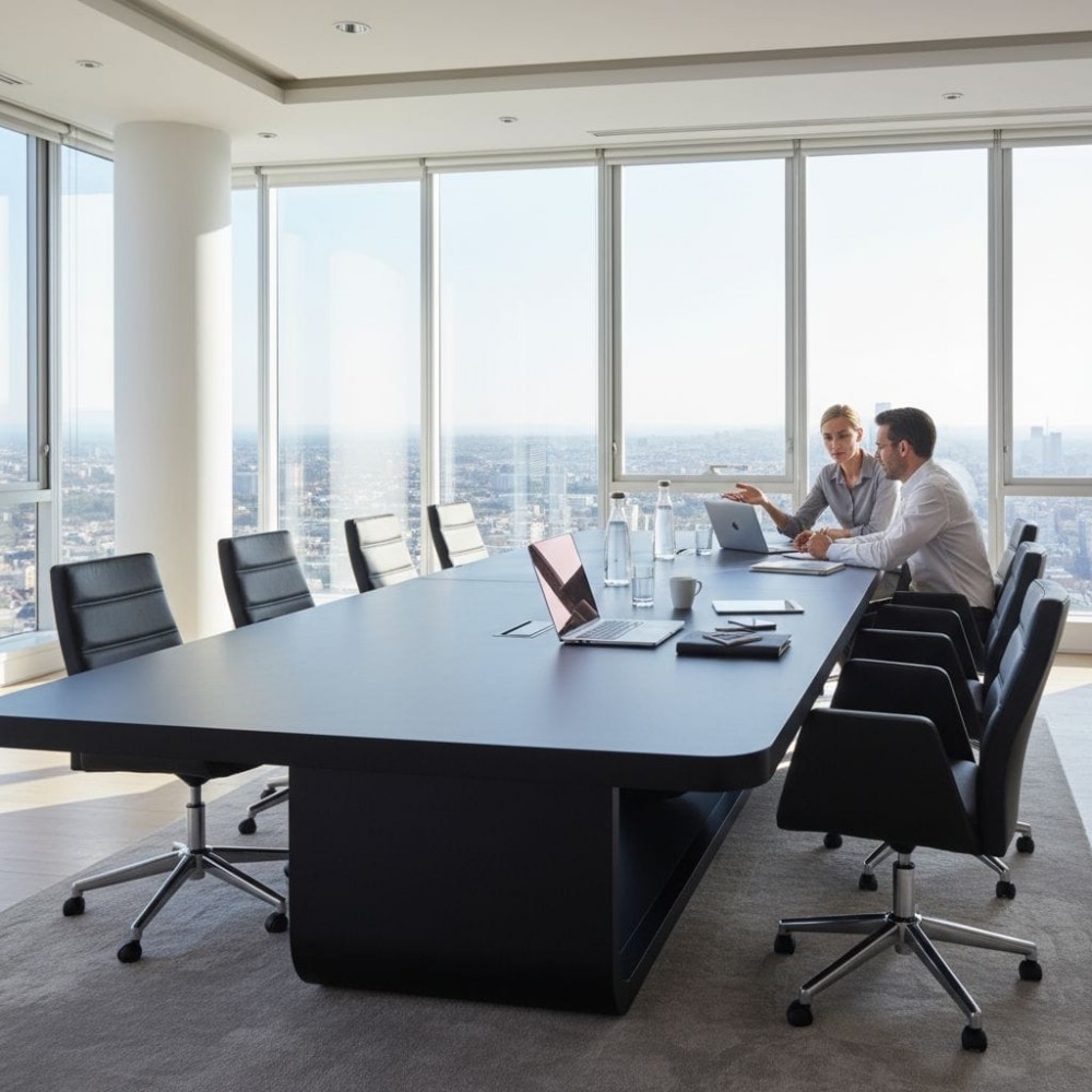 Grande Table De Réunion Laquée Noire Pour 20 Personnes