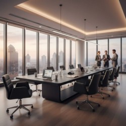 Grande Table De Réunion Laquée Noire Pour 20 Personnes