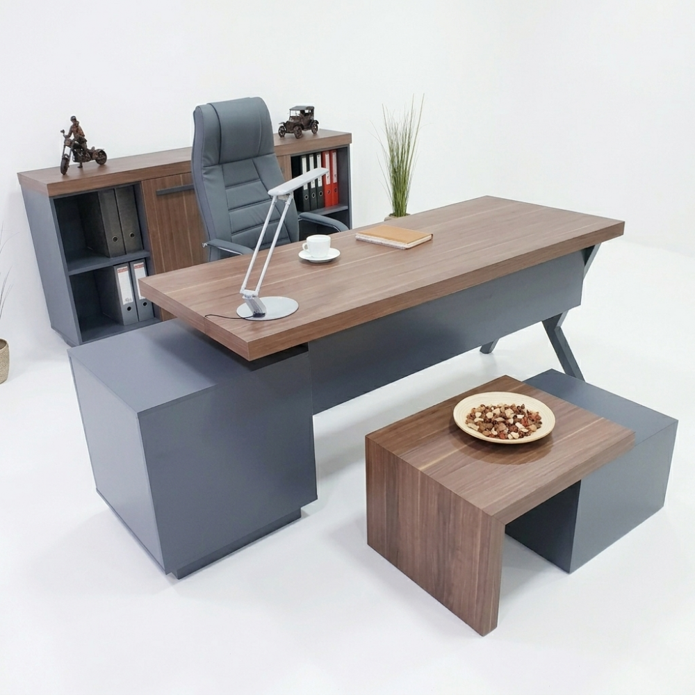 Bureau Exécutif Bureau Istanbul Canberra - Anthracite Noyer