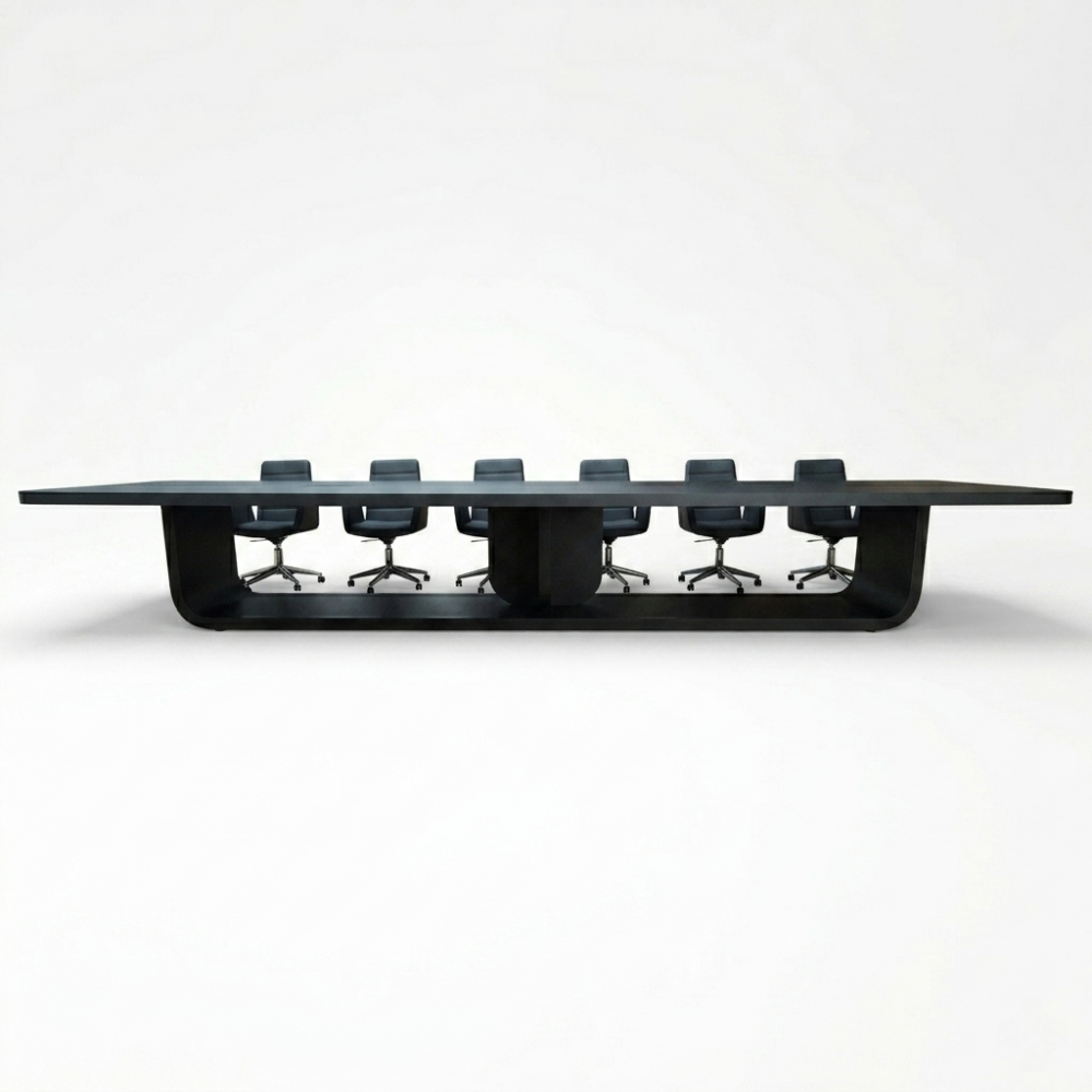 Grande Table De Réunion Laquée Noire Pour 20 Personnes