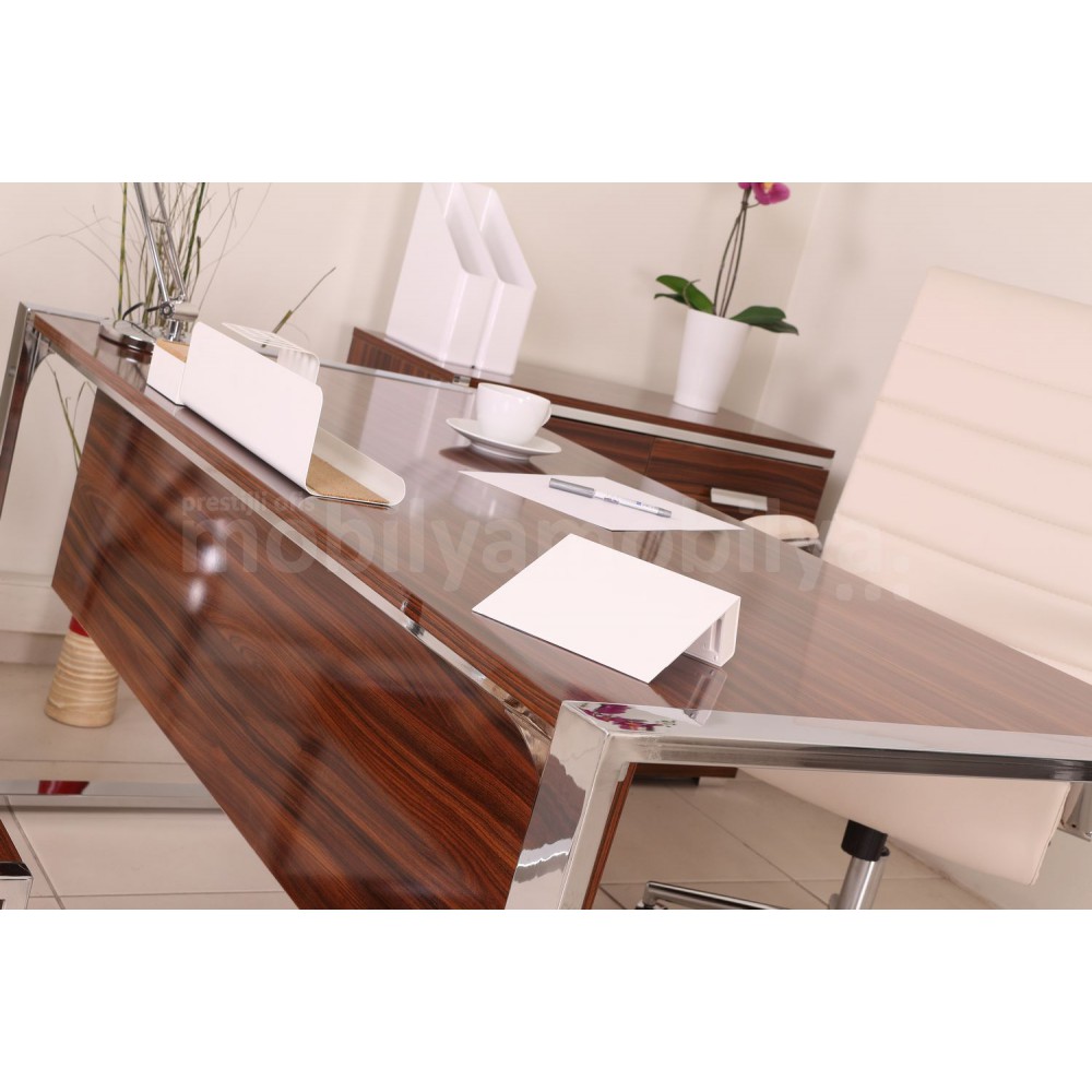 Bureau D'Istanbul Bureau Personnel De L'Équipe High Gloss Noyer